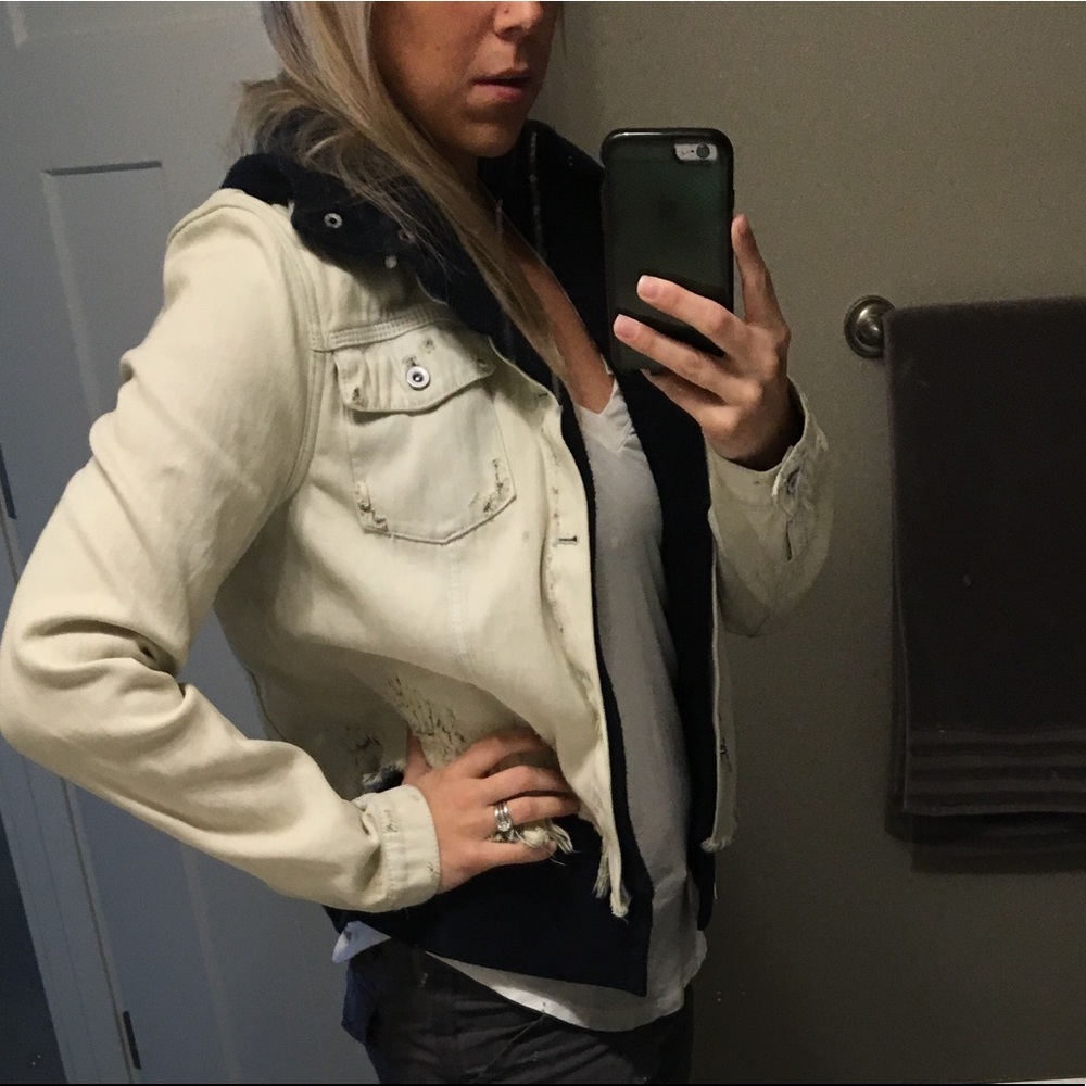 Free people distressed denim jacket